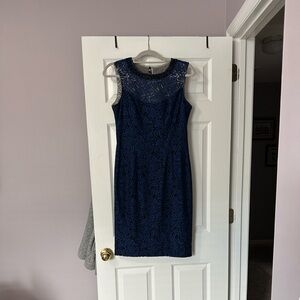 Maggy London Navy Lace Midi Dress